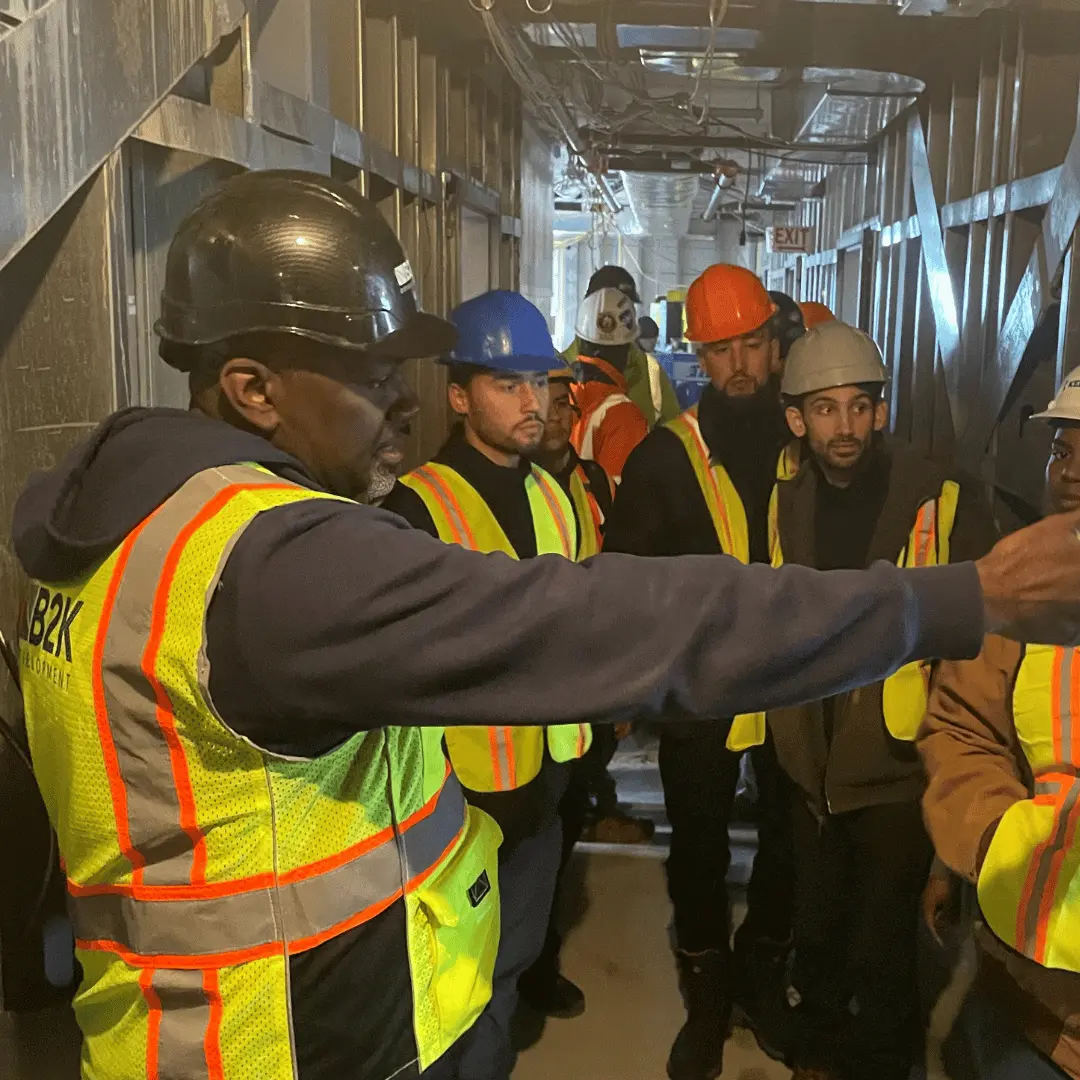 B2K Construction Team shows students from NYCCT at their Astoria building site